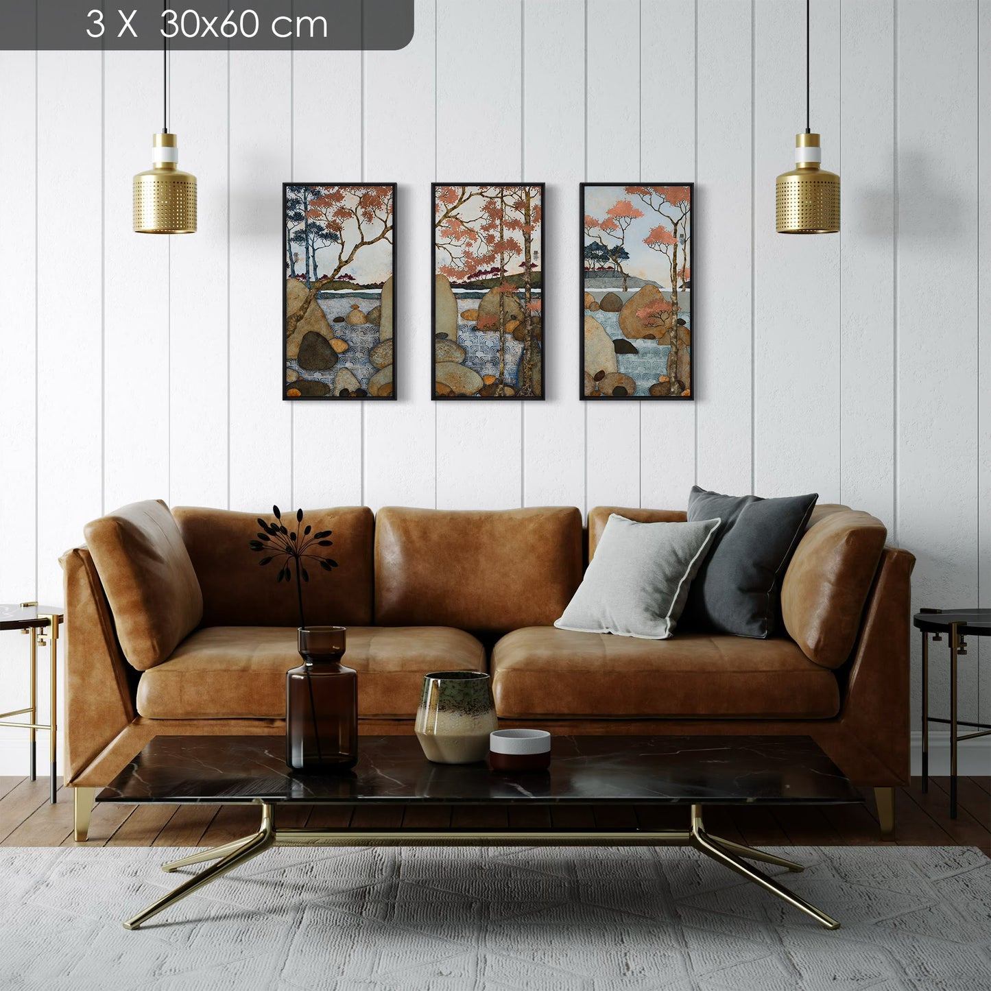 triptyque japonisme et nature bretonne 30*60 et 40*80 