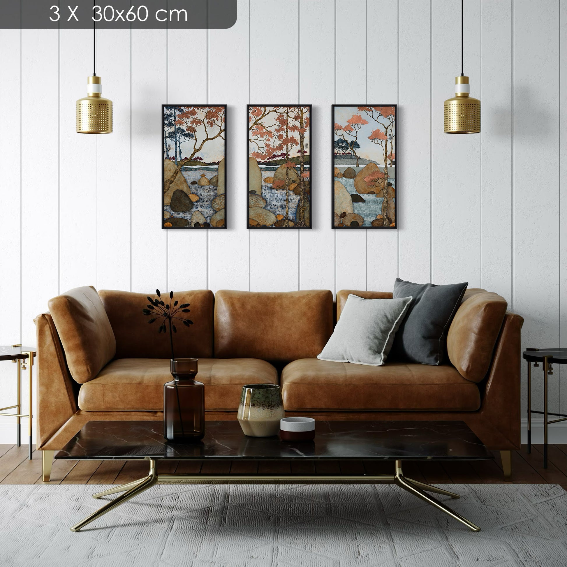 triptyque japonisme et nature bretonne 30*60 et 40*80 
