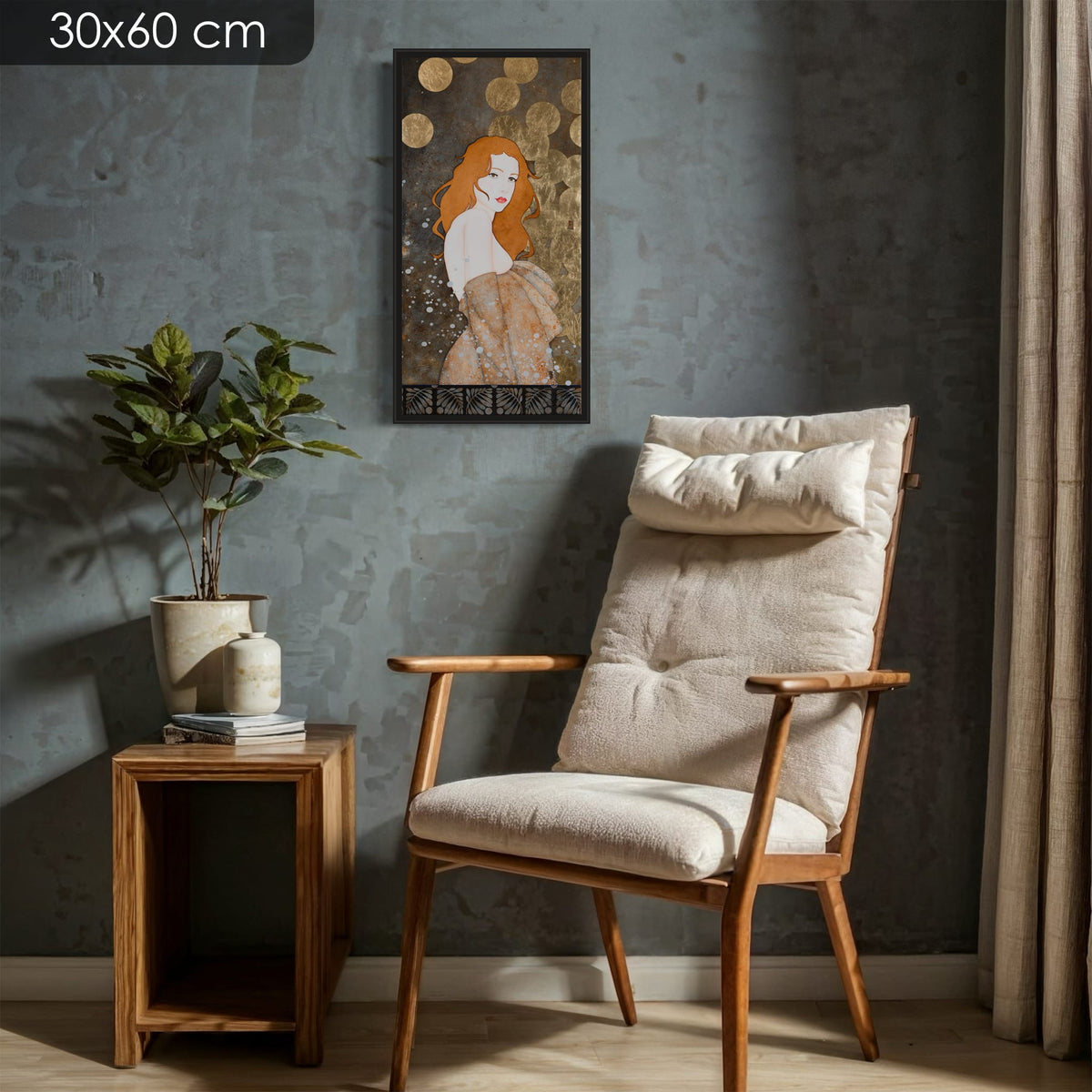 « Je file au bain, tu viens? » — édition d’art 30 × 60 cm avec cadre noir — mise en situation