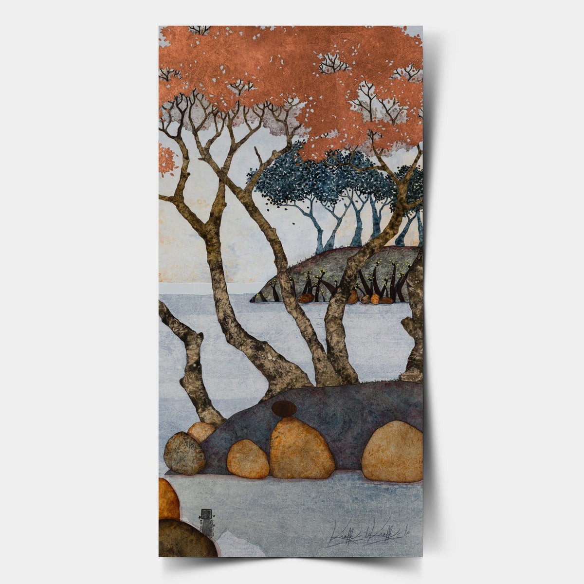 Paysage japonisant hivernal, artiste femme moderne, estampe, paysage breton, Nabis, Bretagne et Normandie