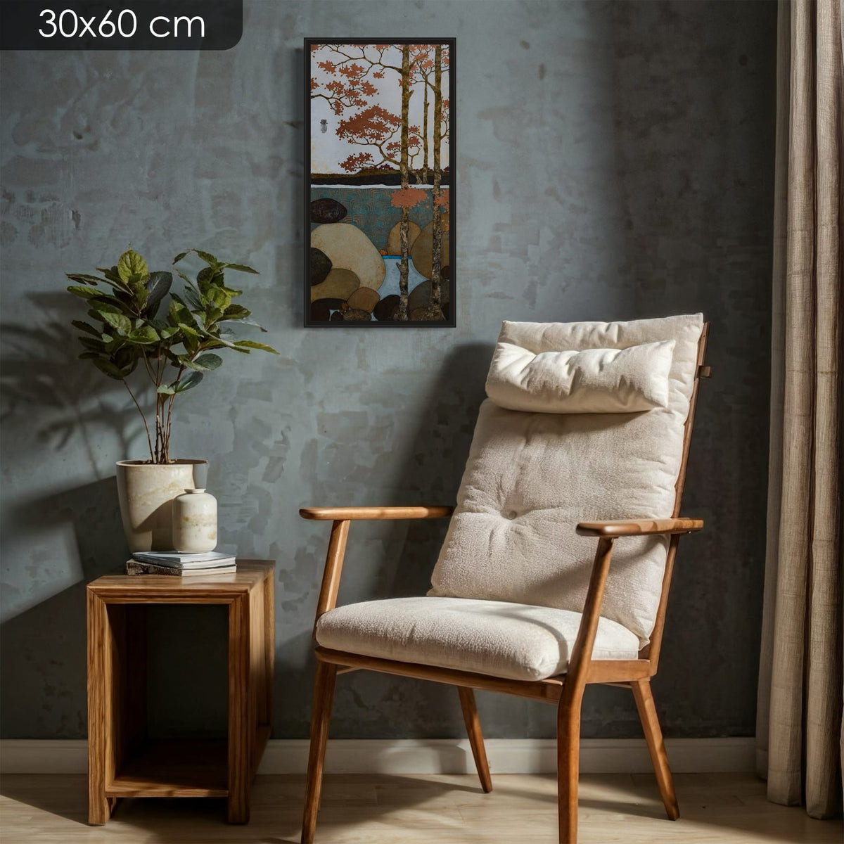 « Juste se poser sur un caillou du chaos et contempler toute cette beauté, se fondre en elle. » — édition d’art 30 × 60 cm avec cadre noir — mise en situation