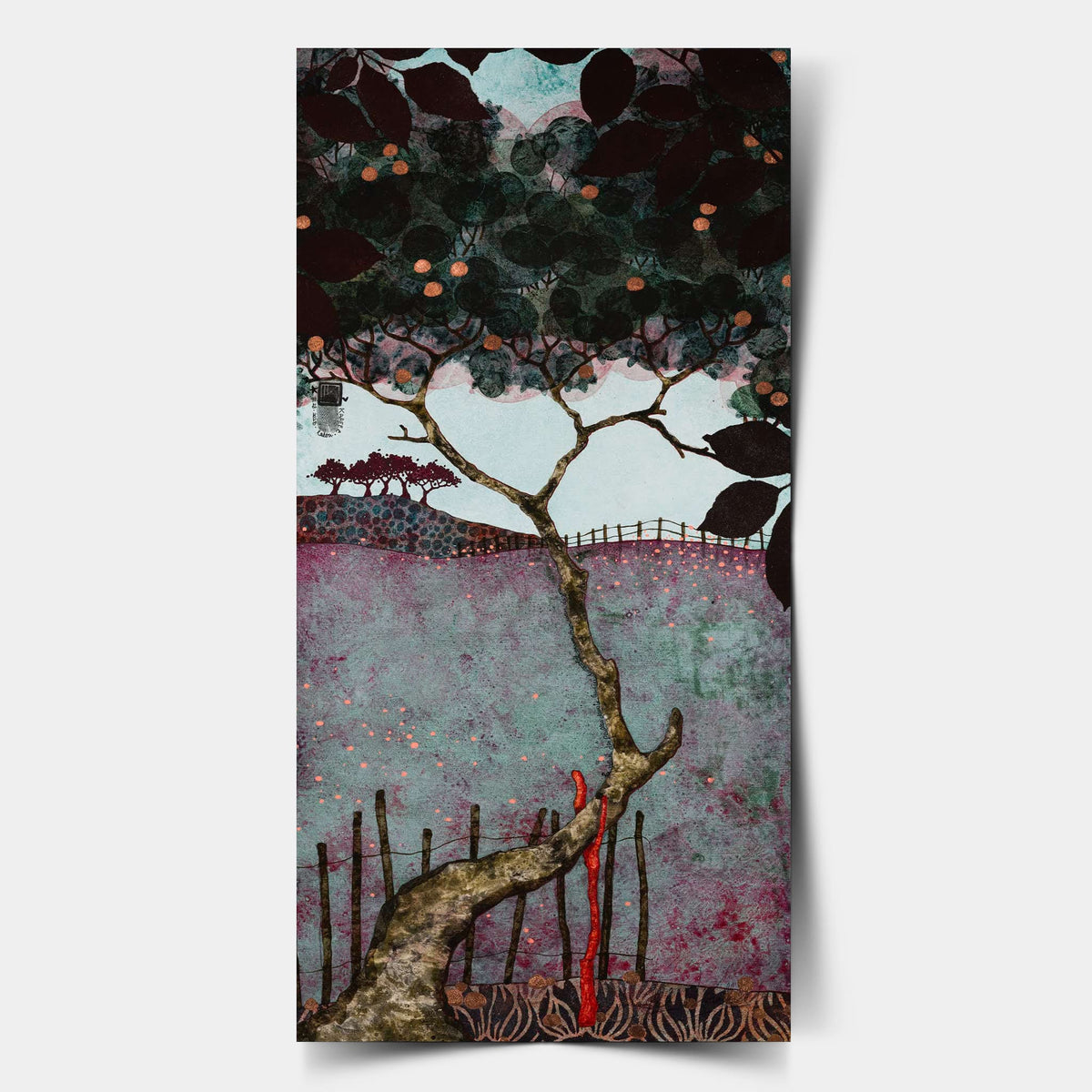 Paysage japonisant, arts décoratifs, paysage de Normandie avec pommier, artiste femme, école des nabis, école de Pont-Aven