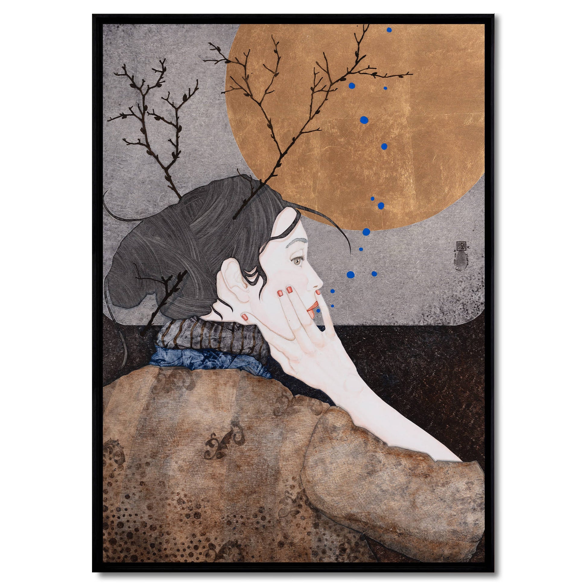 Artiste féminine en Bretagne et Normandie, portraits de femmes, mystère et tendresse, figuratif, peinture contemporaine
