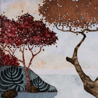 Lalou Kraffe, Galerie KLE, Peinture originale, Paysage japonisant, Normandie, Bretagne