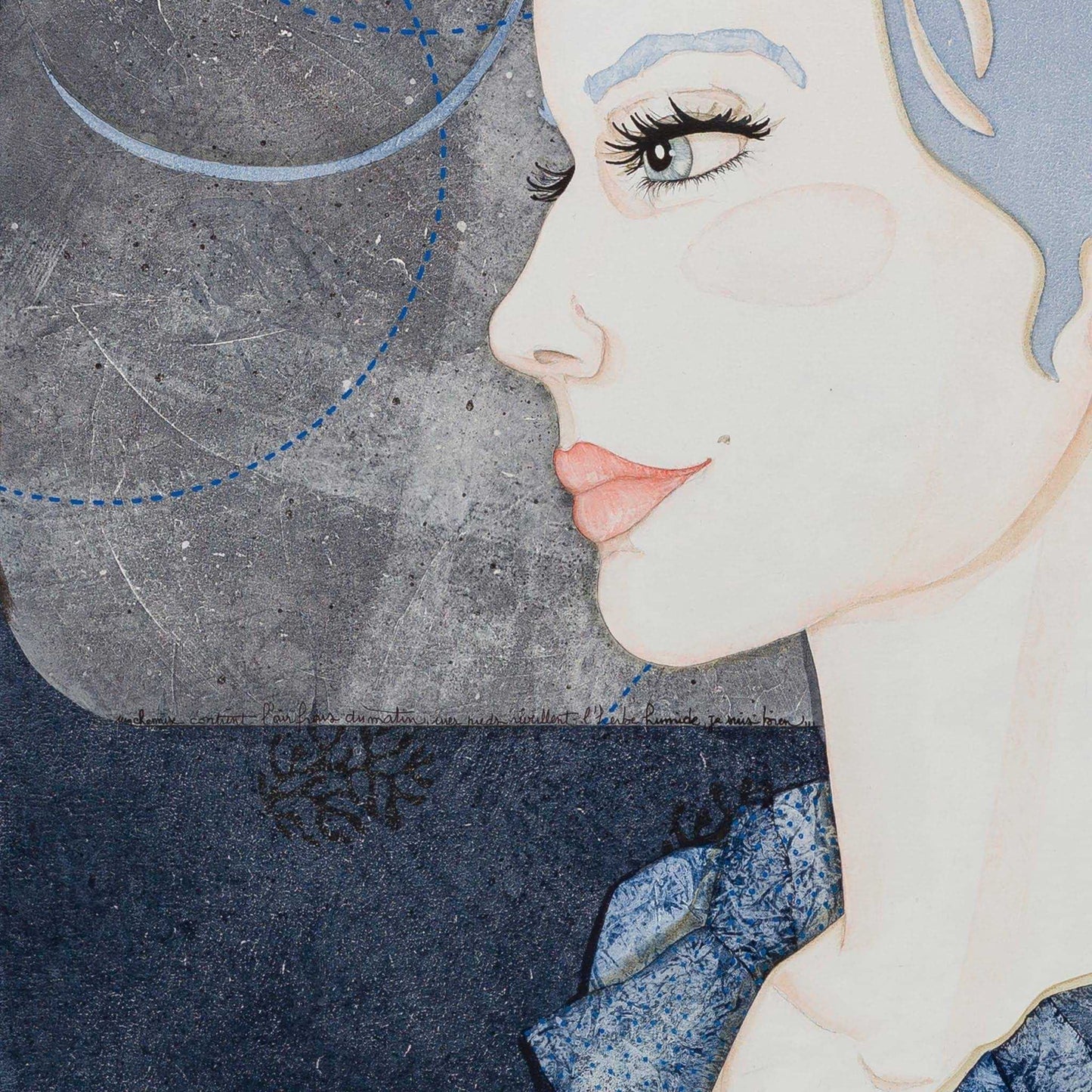 détail portrait féminin, Lalou Kraffe, Bretagne, Normandie