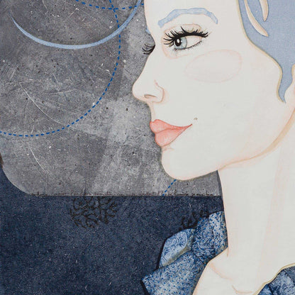 détail portrait féminin, Lalou Kraffe, Bretagne, Normandie