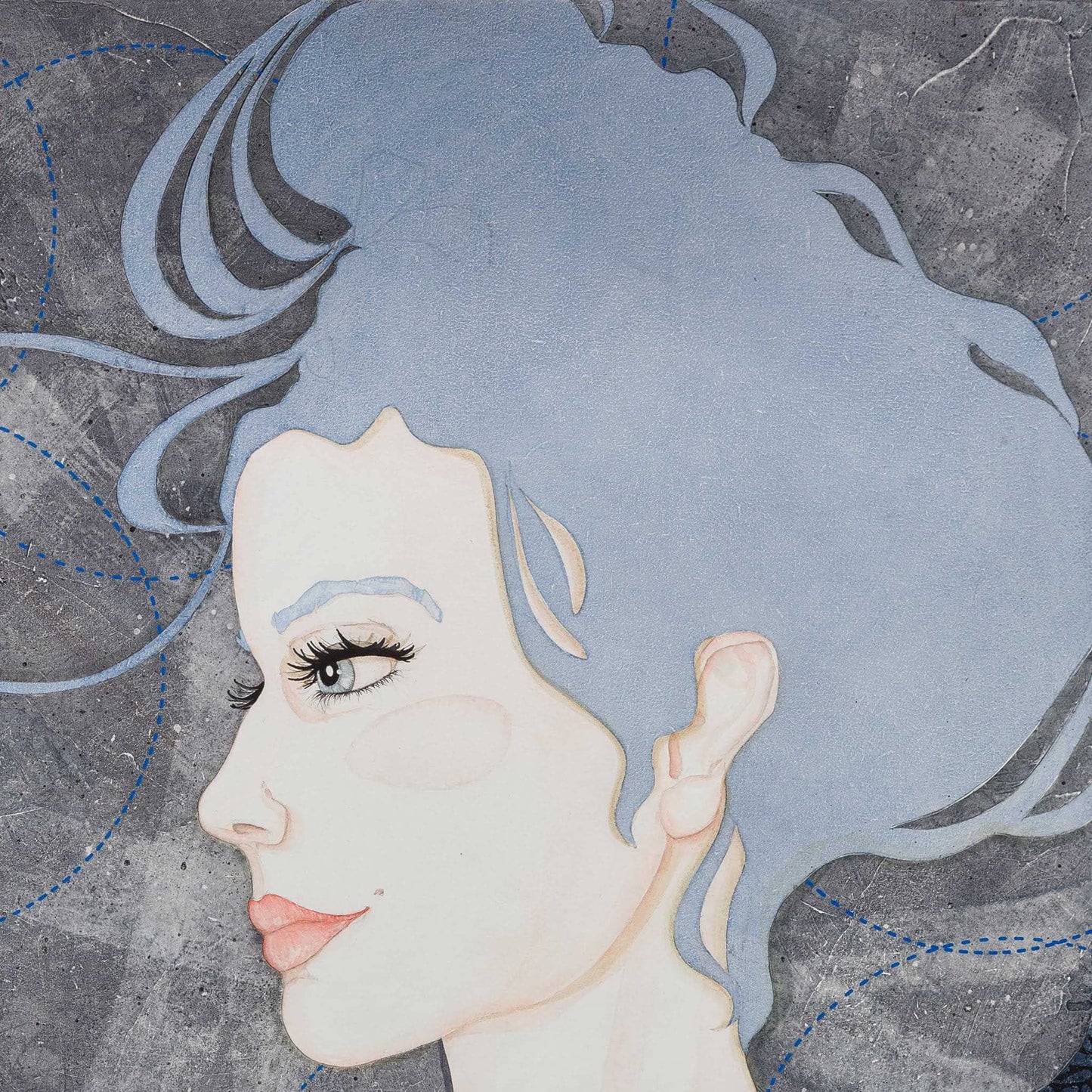 détail portrait féminin, Lalou Kraffe, Bretagne, pont aven