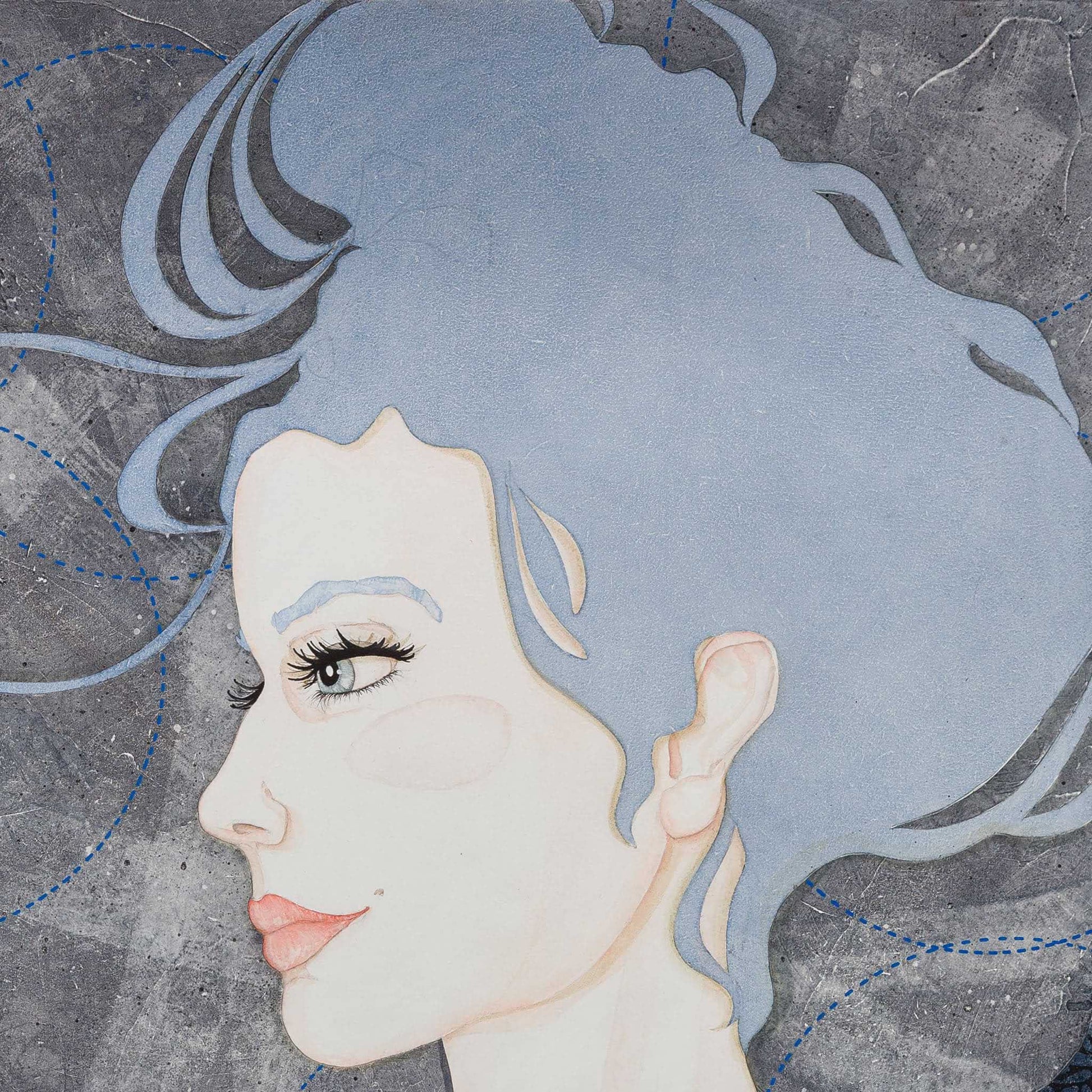 détail portrait féminin, Lalou Kraffe, Bretagne, pont aven