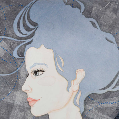 détail portrait féminin, Lalou Kraffe, Bretagne, pont aven