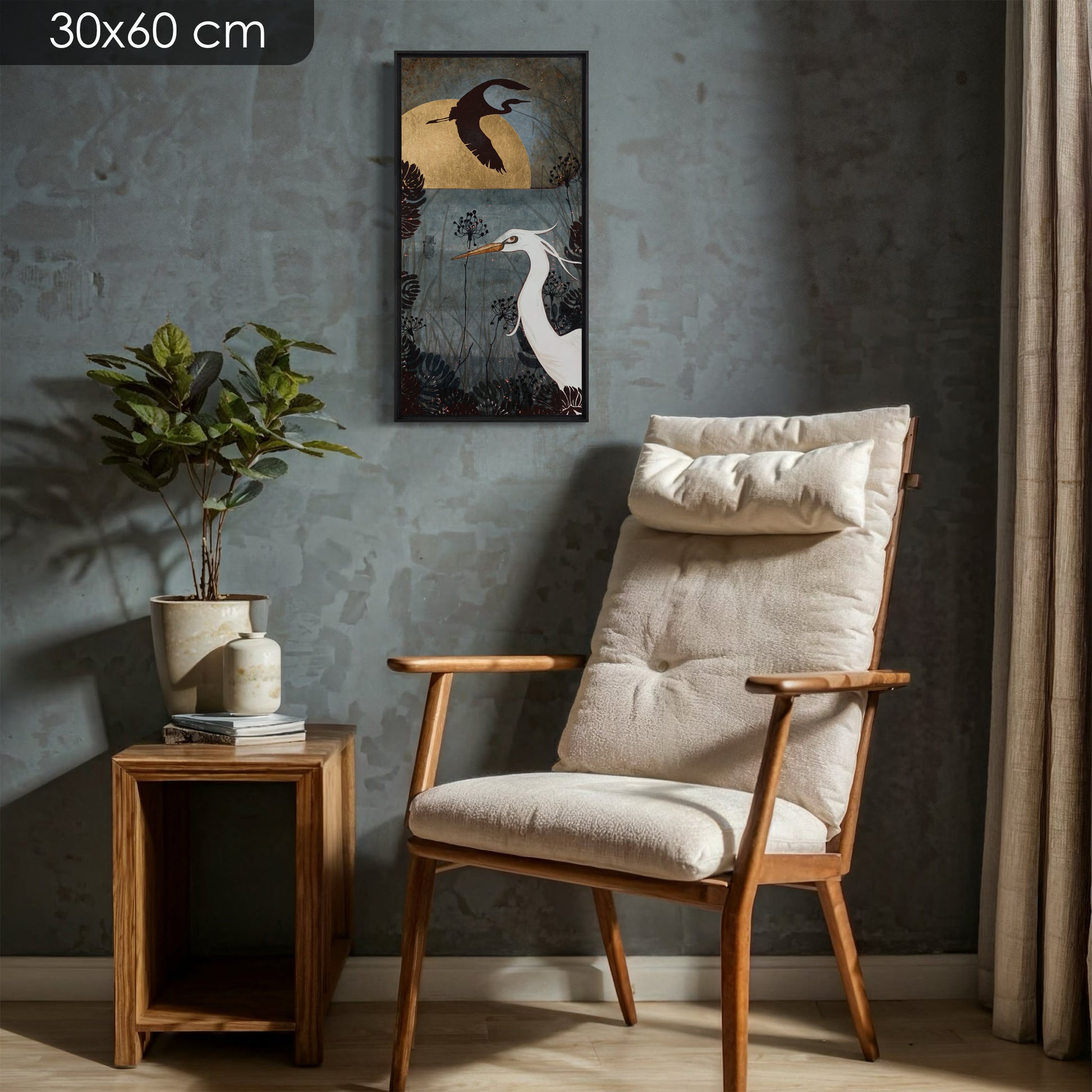 Nature et aigrette, galerie KLE, Lalou Kraffe, Pont-Aven, Auray, Honfleur, oiseaux figuratifs