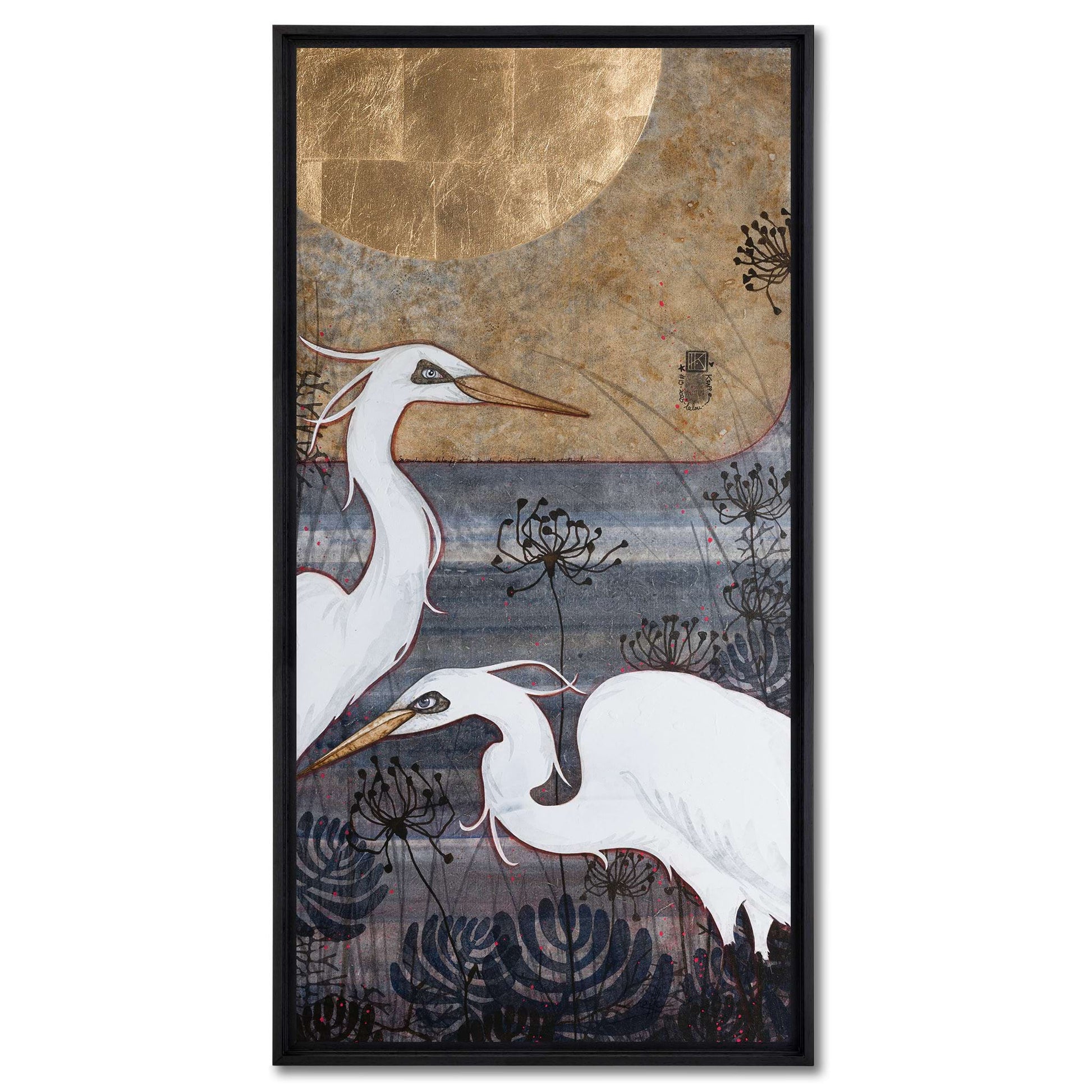 Nature japonisante, aigrettes, figuratif, galerie KLE, Lalou Kraffe, poésie, Normandie et Bretagne