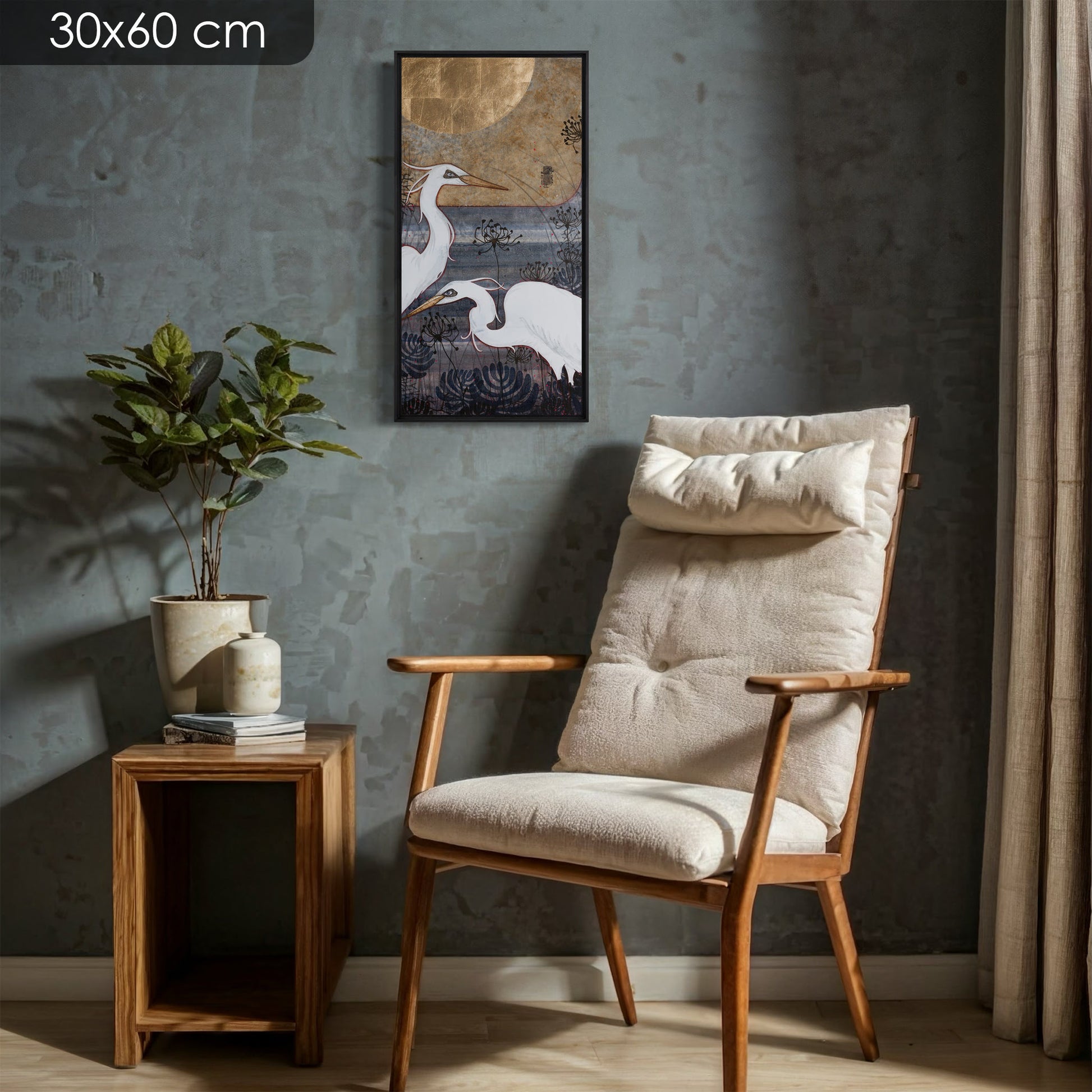 Nature japonisante, aigrettes, figuratif, galerie KLE, Lalou Kraffe, poésie, Normandie et Bretagne