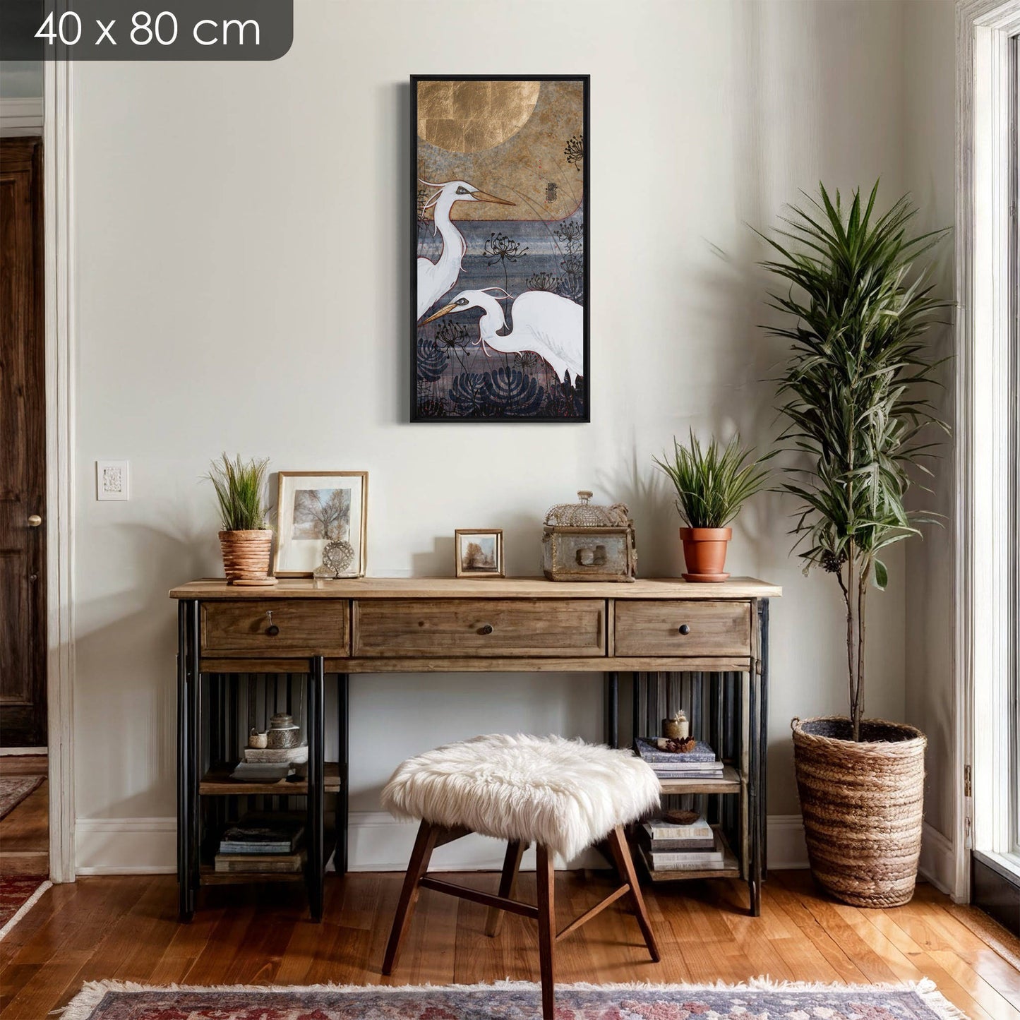 Nature japonisante, aigrettes, figuratif, galerie KLE, Lalou Kraffe, poésie, Normandie et Bretagne