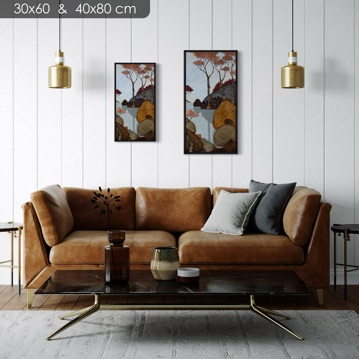 triptyque Paysage japonisant 08A 30*60 et 4*80