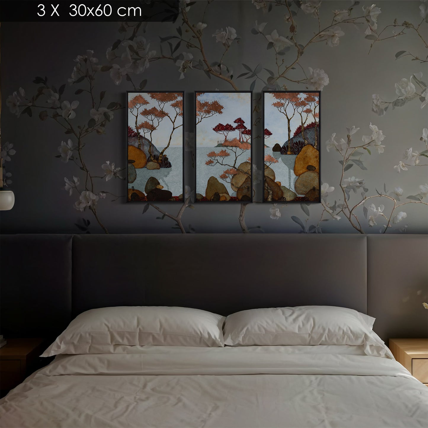 triptyque Paysage japonisant 08A 30*60 et 4*80