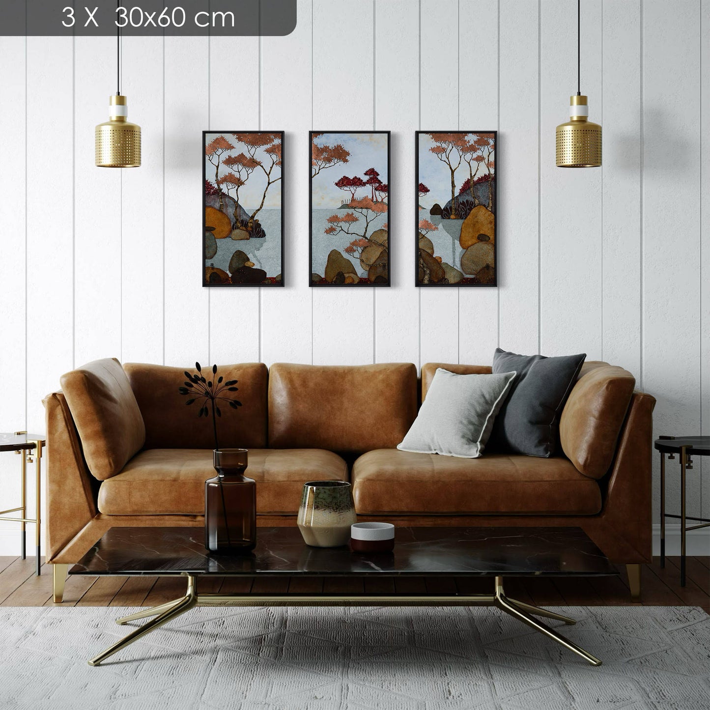 triptyque Paysage japonisant 08A 30*60 et 4*80