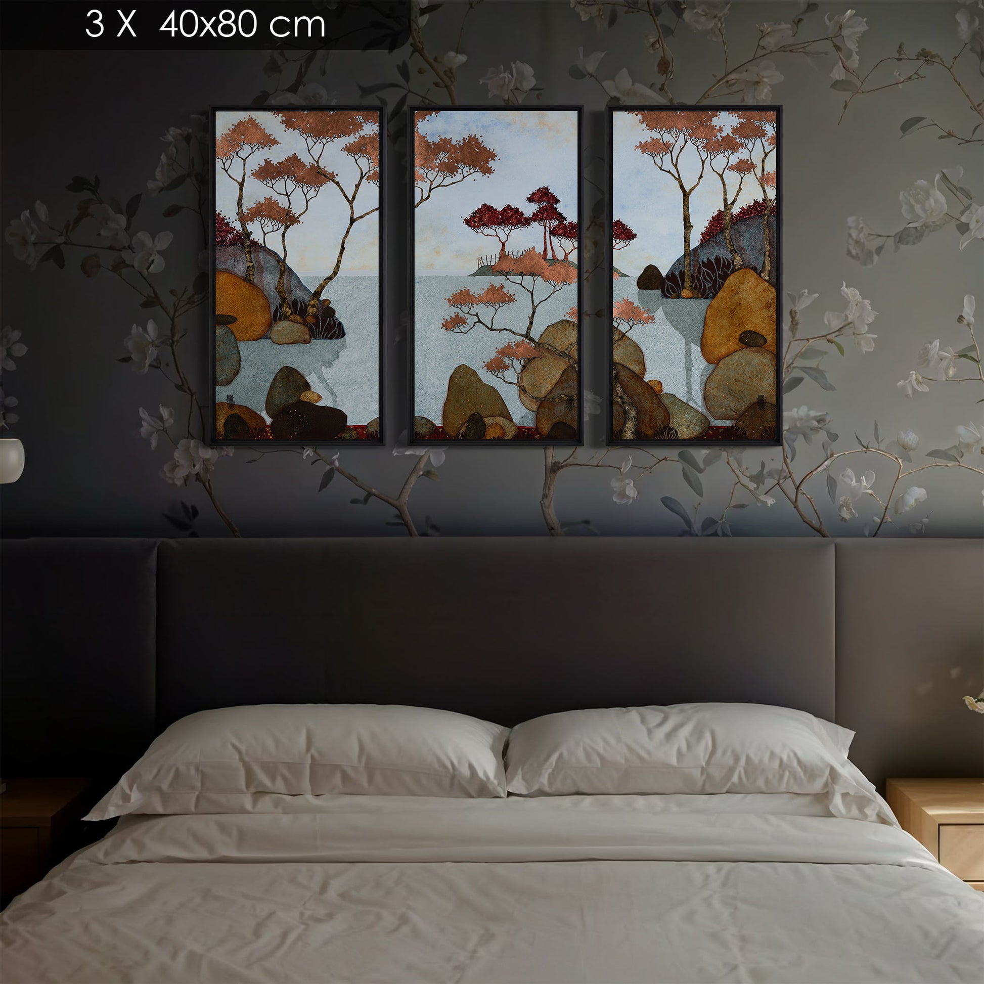 triptyque Paysage japonisant 08A 30*60 et 4*80