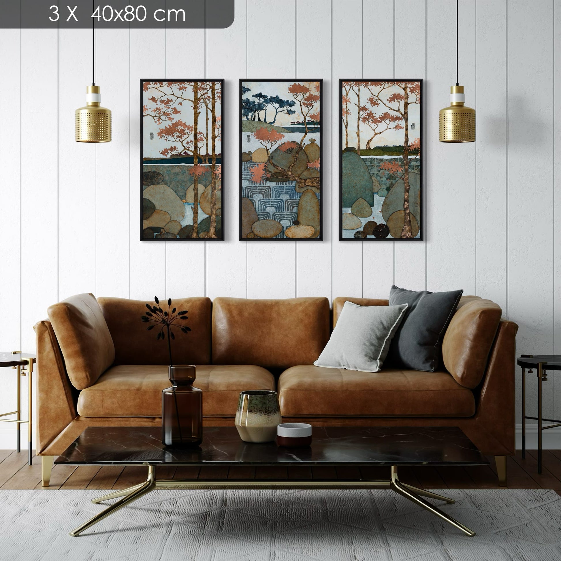 paysage japonisant en triptyque