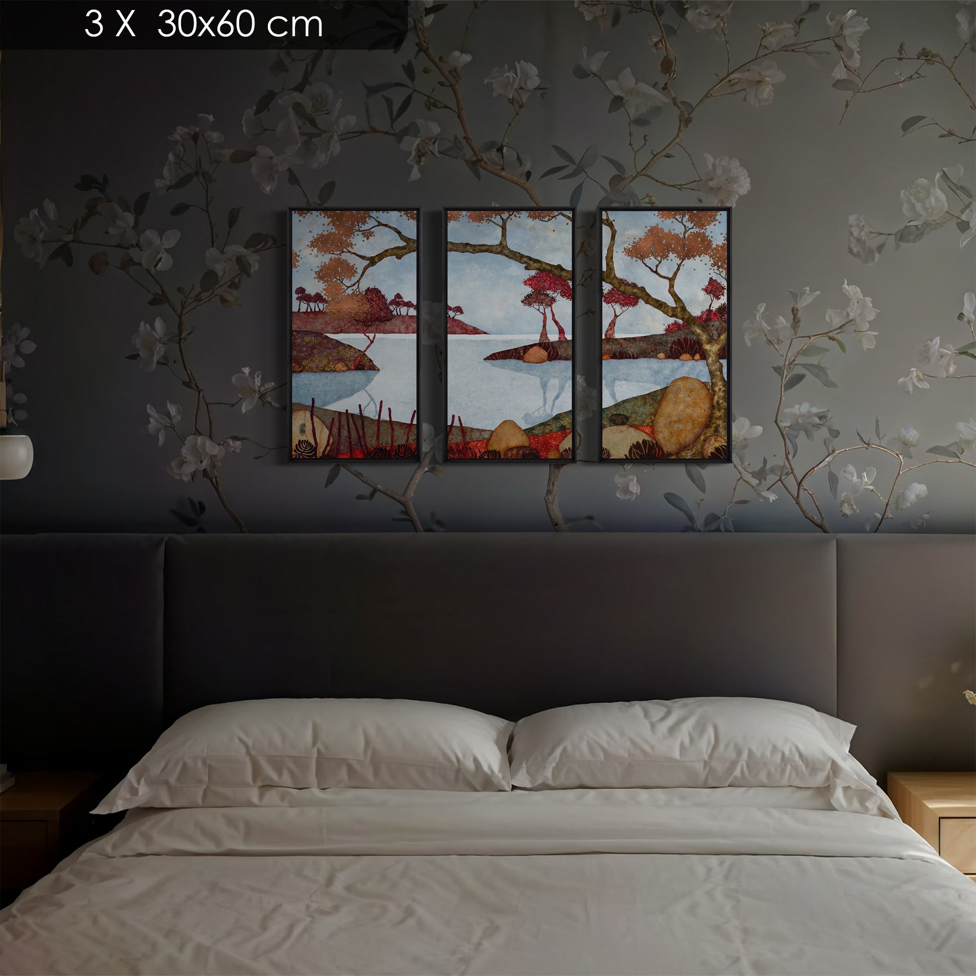 Paysages japonisants, triptyque, Auray, Honfleur et Pont-Aven, Galerie KLE, Lalou Kraffe, sérénité et contemplation