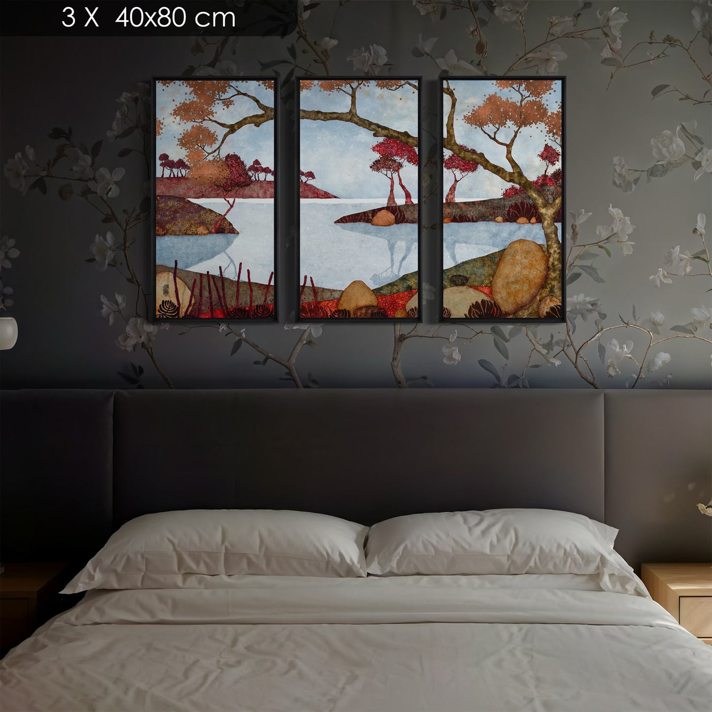 Paysages japonisants, triptyque, Auray, Honfleur et Pont-Aven, Galerie KLE, Lalou Kraffe, sérénité et contemplation