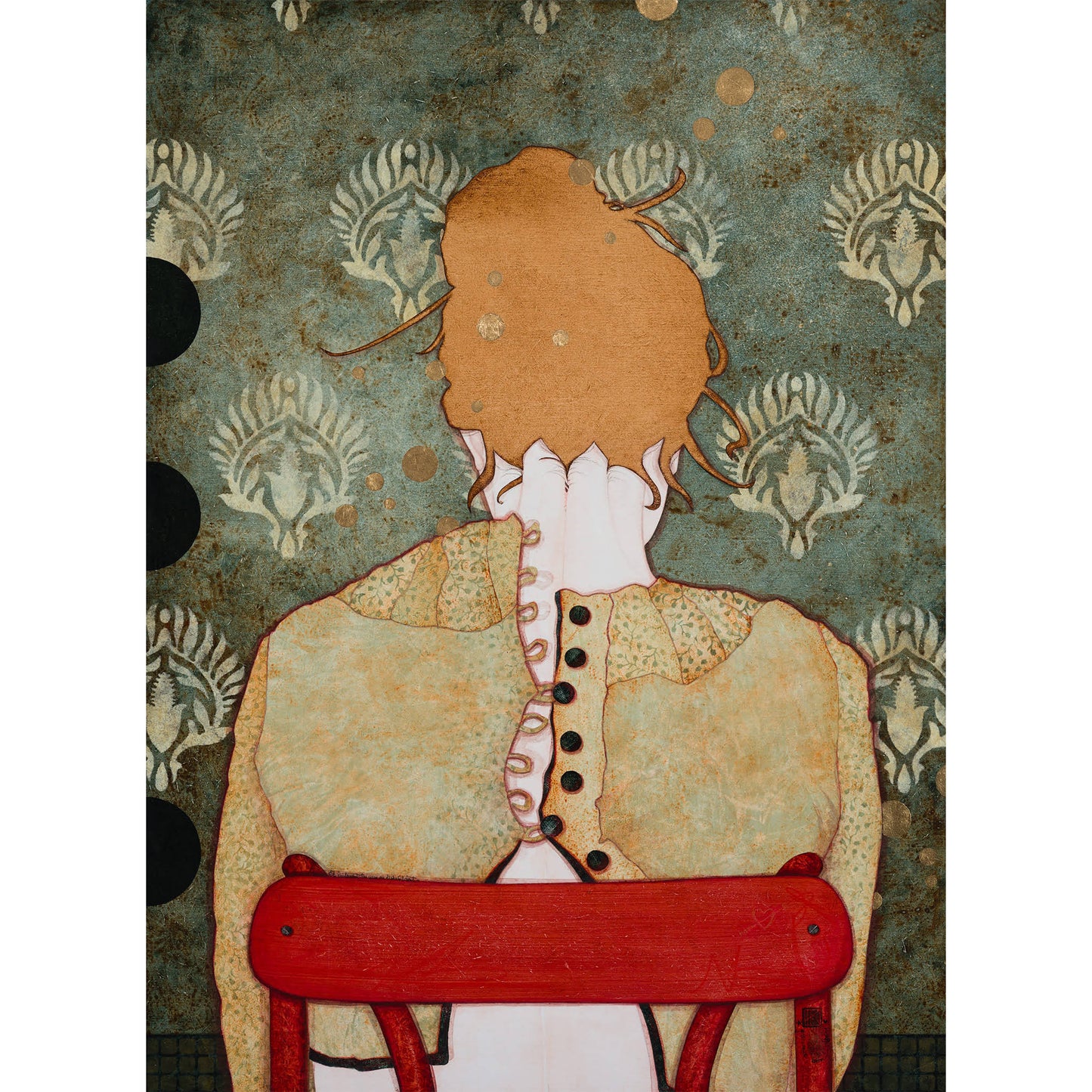 Peinture originale, portrait féminin, sécession viennoise, beauté, décoratif et figuratif, artiste féminine