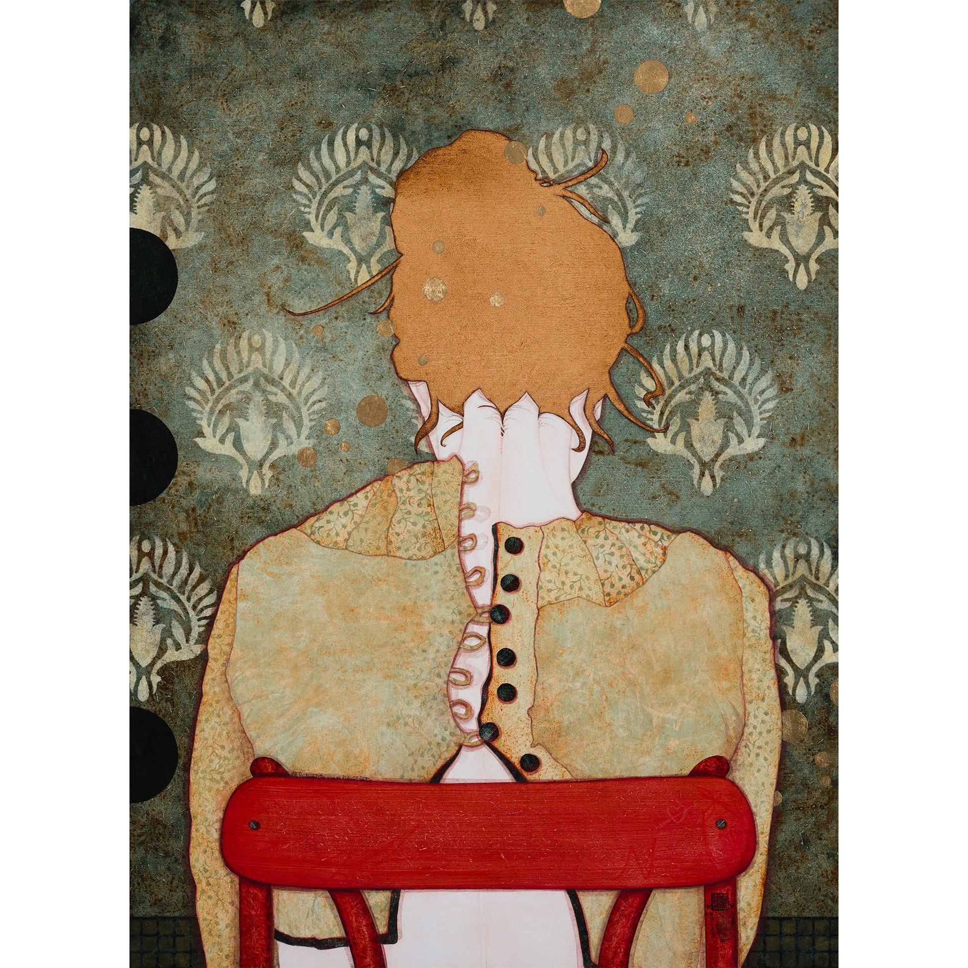 Peinture originale, portrait féminin, sécession viennoise, beauté, décoratif et figuratif, artiste féminine