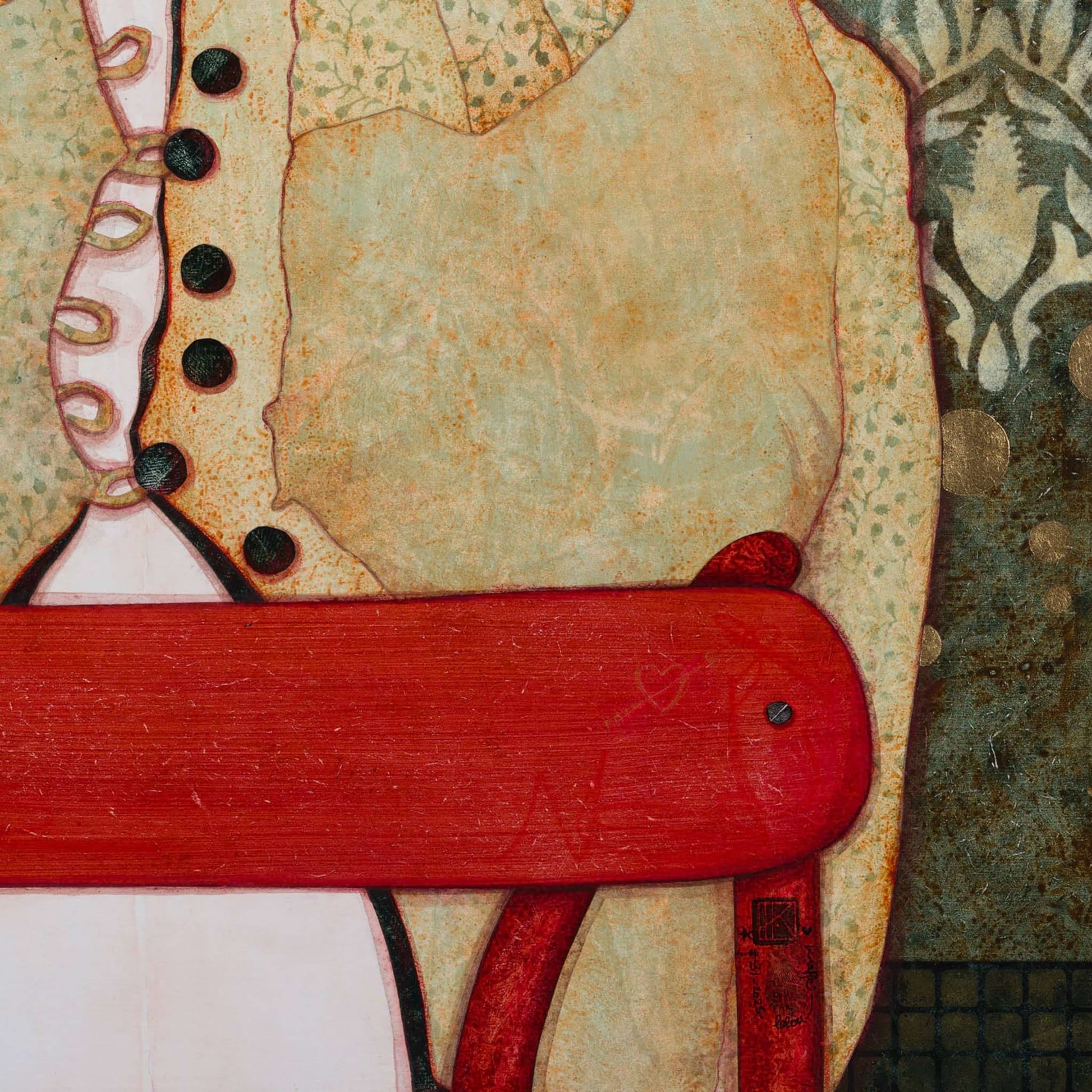 Peinture originale, portrait féminin, sécession viennoise, beauté, décoratif et figuratif, artiste féminine