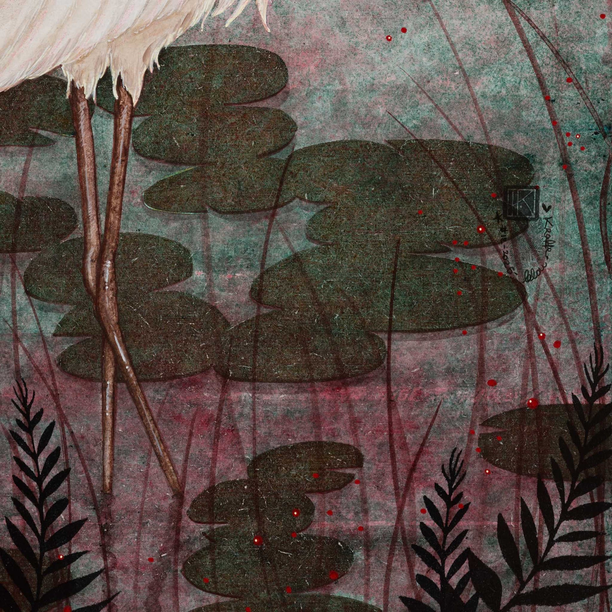 Peinture originale, Figuratif, Galerie KLE, Lalou Kraffe, Nature, Aigrette, Sérénité, Poésie, Normandie, Bretagne