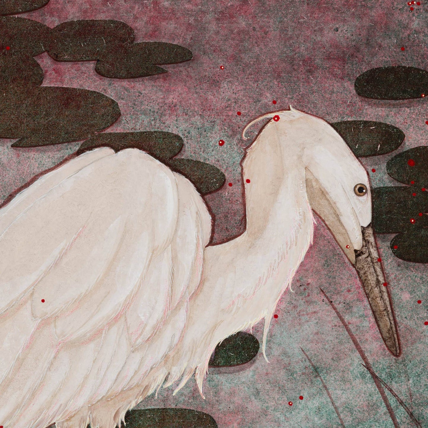 Peinture originale, Figuratif, Galerie KLE, Lalou Kraffe, Nature, Aigrette, Sérénité, Poésie, Normandie, Bretagne