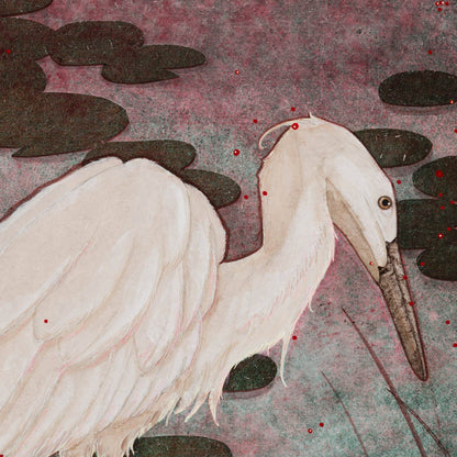 Peinture originale, Figuratif, Galerie KLE, Lalou Kraffe, Nature, Aigrette, Sérénité, Poésie, Normandie, Bretagne