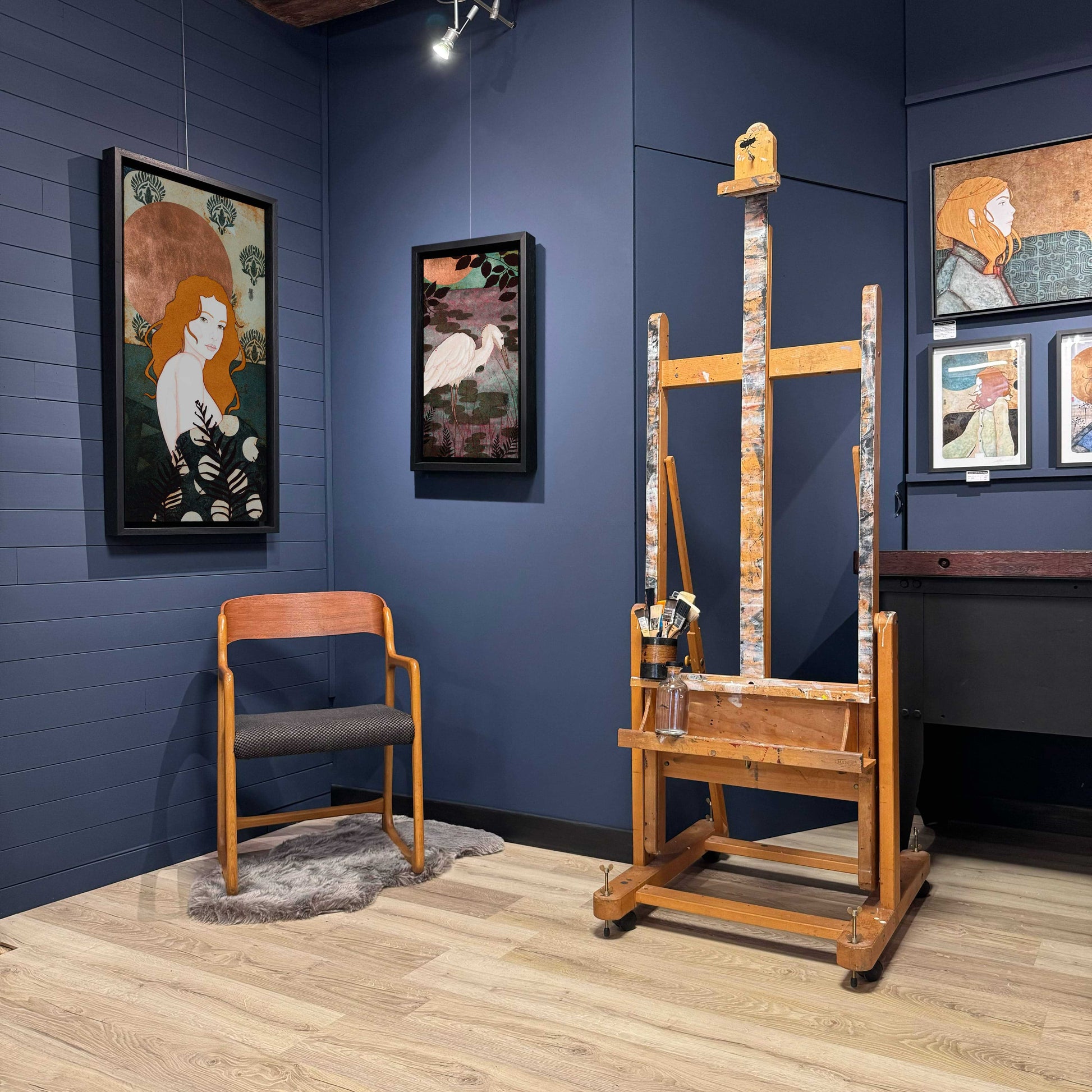 Peinture originale, figuratif, galerie KLE, Kraffe Lalou, nature, aigrette, sérénité et poésie, Normandie et Bretagne