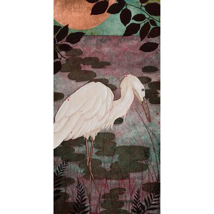 Peinture originale, Figuratif, Galerie KLE, Lalou Kraffe, Nature, Aigrette, Sérénité, Poésie, Normandie, Bretagne