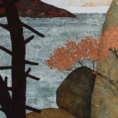 Peinture originale, paysage japonisant figuratif, arts décoratifs, contemplation et poésie en Bretagne et Normandie