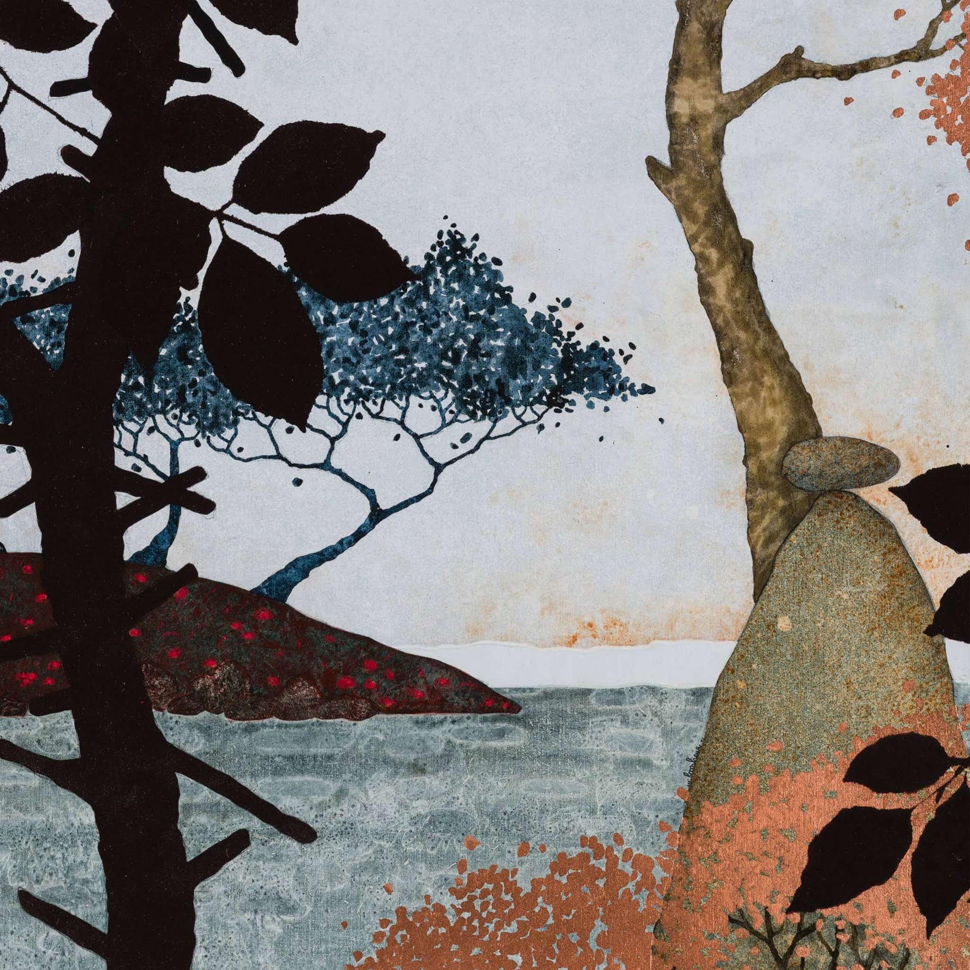 Peinture originale, paysage japonisant figuratif, contemplation et poésie en Bretagne et Normandie