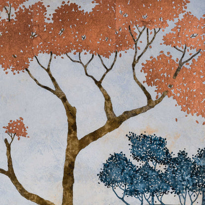 Paysage japonisant de Normandie avec pommier, douceur et sérénité, estampe japonaise, nature figurative, peinture originale