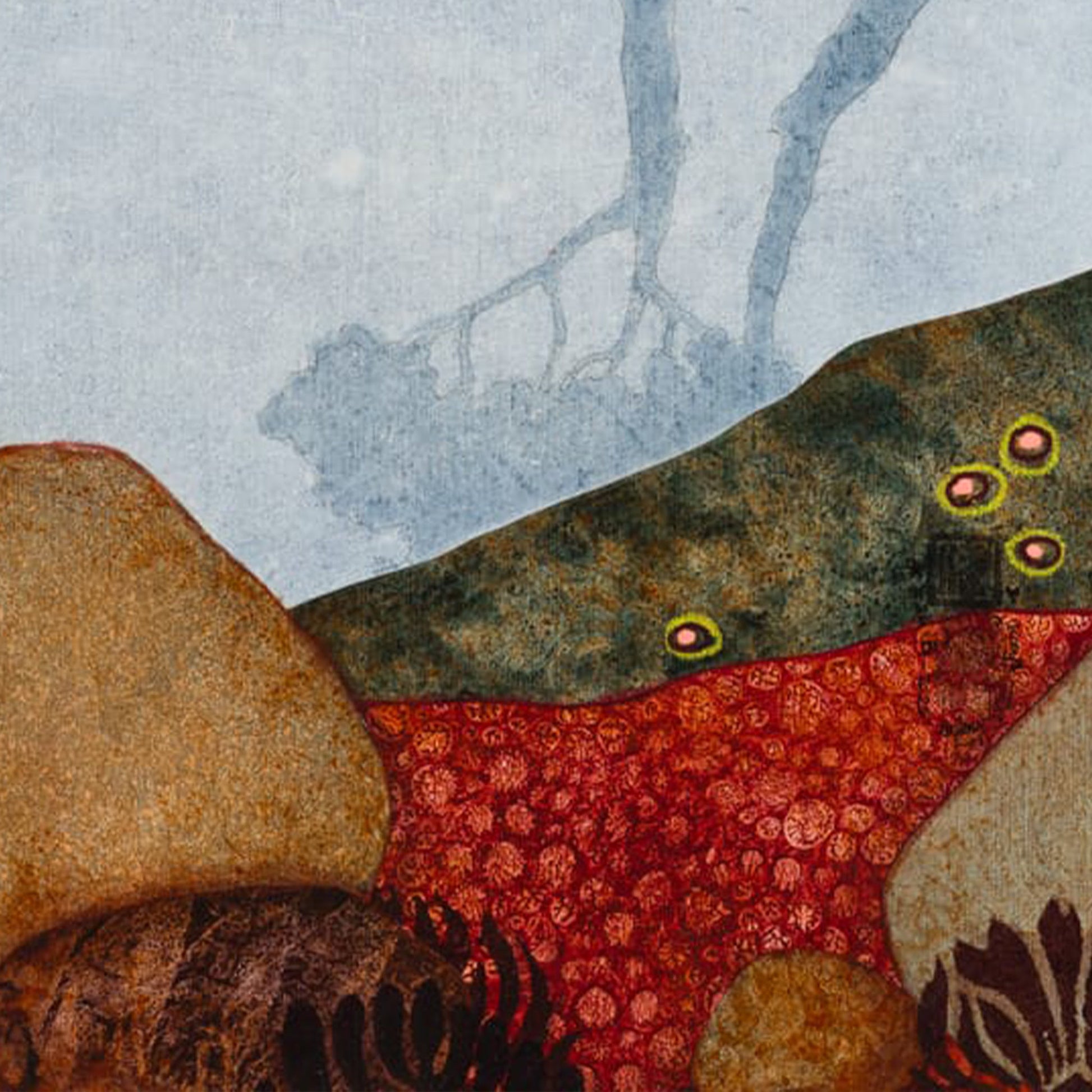 Peinture originale, Lalou Kraffe, Galerie KLE, Paysages Japonisants, Triptyque, Normandie, Bretagne