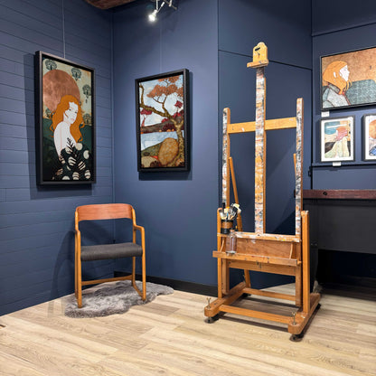 Peinture originale, Lalou Kraffe, Galerie KLE, Paysages Japonisants, Triptyque, Normandie, Bretagne