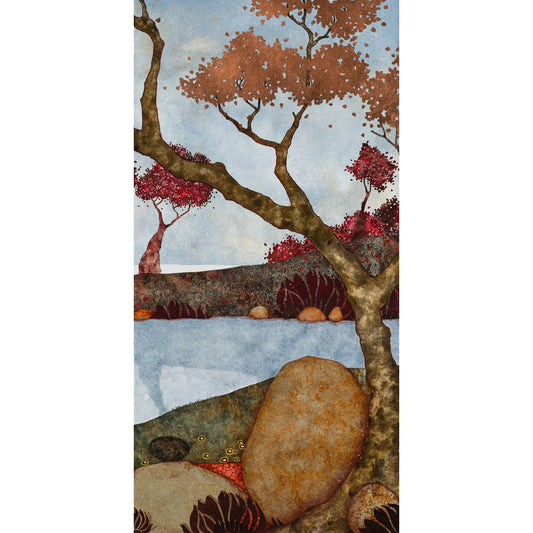 Peinture originale, Lalou Kraffe, Galerie KLE, Paysages Japonisants, Triptyque, Normandie, Bretagne