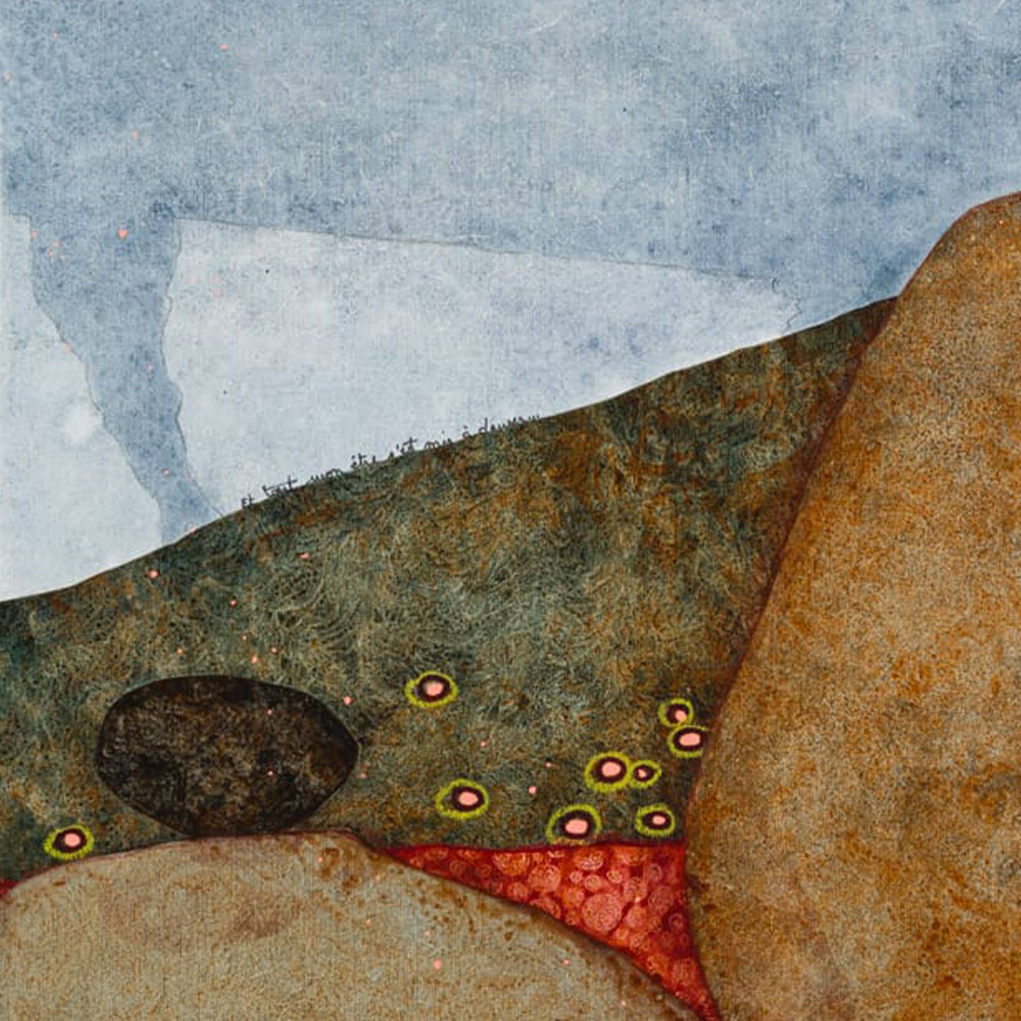 Peinture originale, Lalou Kraffe, Galerie KLE, Paysages Japonisants, Triptyque, Normandie, Bretagne