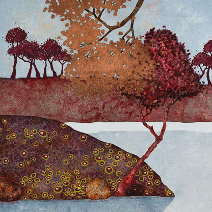 Peinture originale, Lalou Kraffe, Galerie KLE, Paysages Japonisants, Triptyque, Normandie, Bretagne