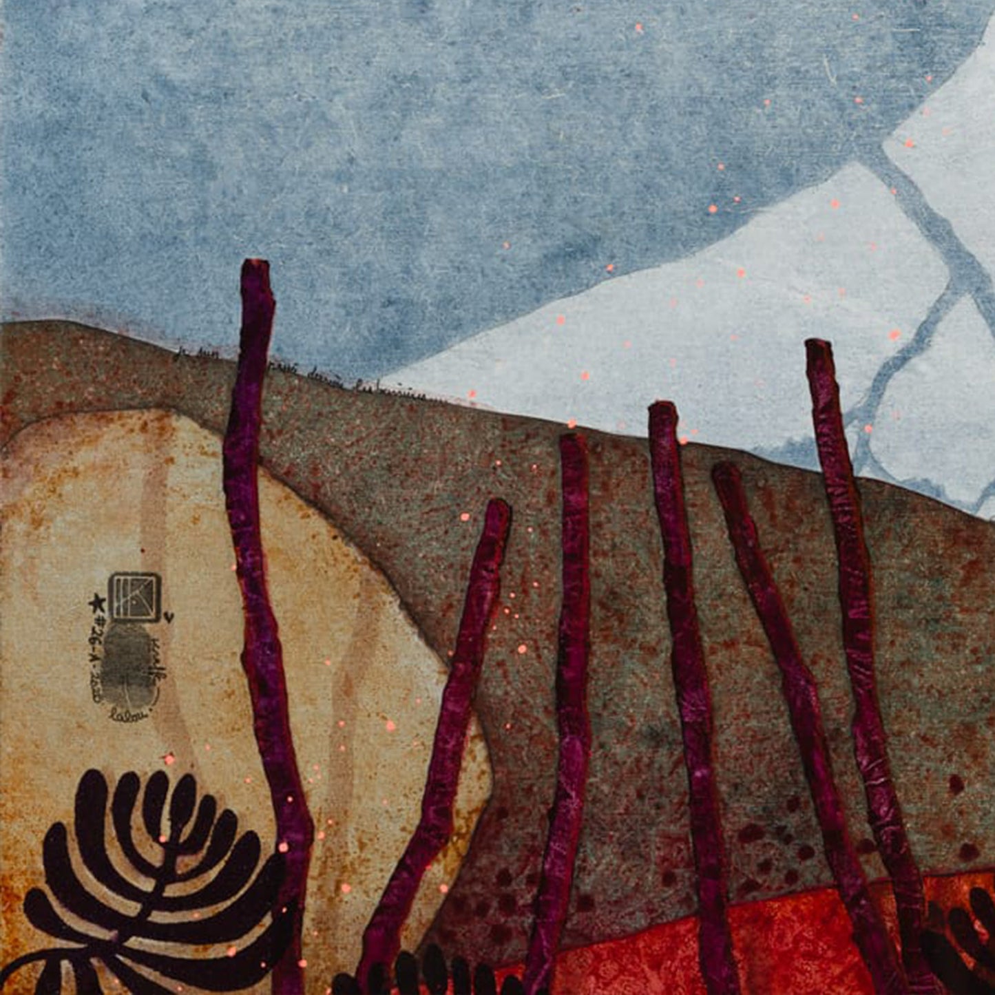 Peinture originale, Lalou Kraffe, Galerie KLE, Paysages Japonisants, Triptyque, Normandie, Bretagne