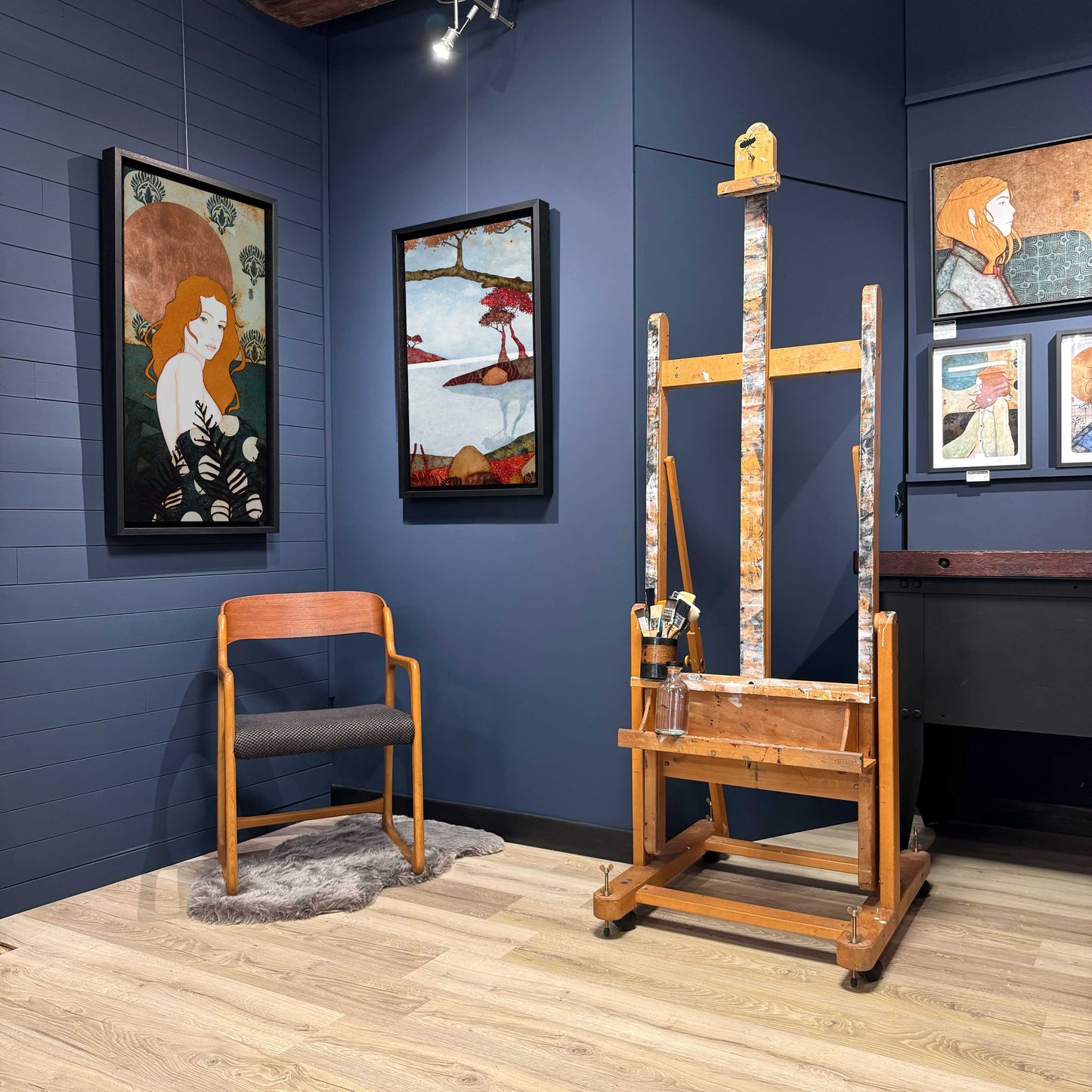 Peinture originale, Lalou Kraffe, Galerie KLE, Paysages Japonisants, Triptyque, Normandie, Bretagne