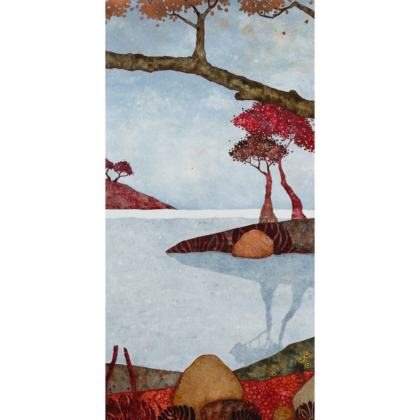 Peinture originale, Lalou Kraffe, Galerie KLE, Paysages Japonisants, Triptyque, Normandie, Bretagne