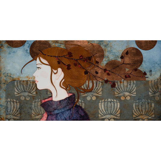 Peinture originale, Portrait féminin, Galerie KLE, Lalou Kraffe, Douceur, Poésie, Auray, Pont-Aven, Honfleur