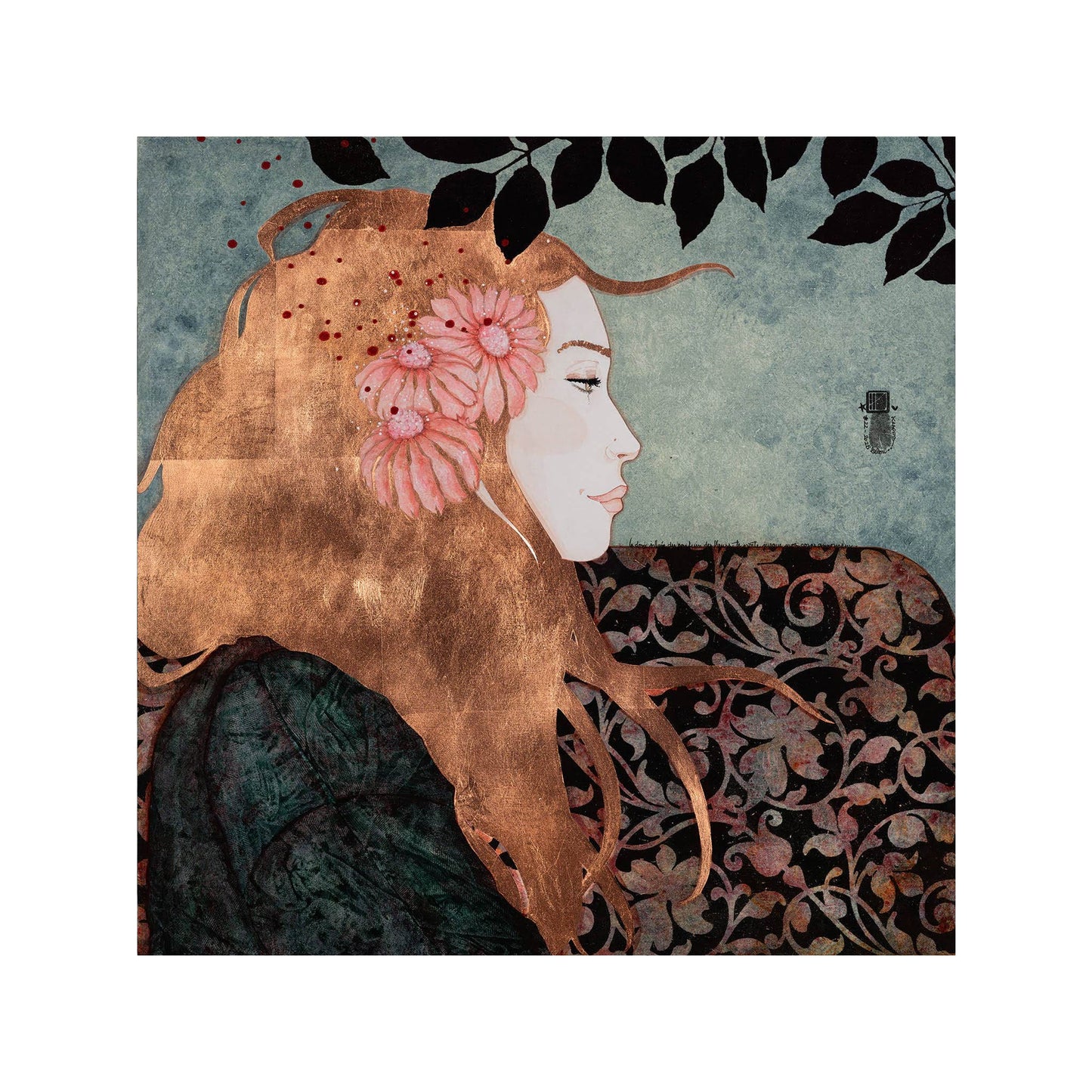 Portrait féminin, Art figuratif, Peinture originale, Galerie KLE, Lalou Kraffe, Bretagne, Normandie