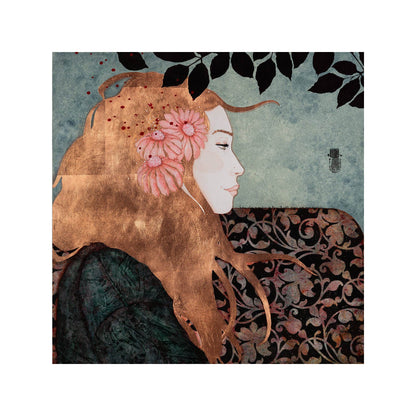 Portrait féminin, Art figuratif, Peinture originale, Galerie KLE, Lalou Kraffe, Bretagne, Normandie