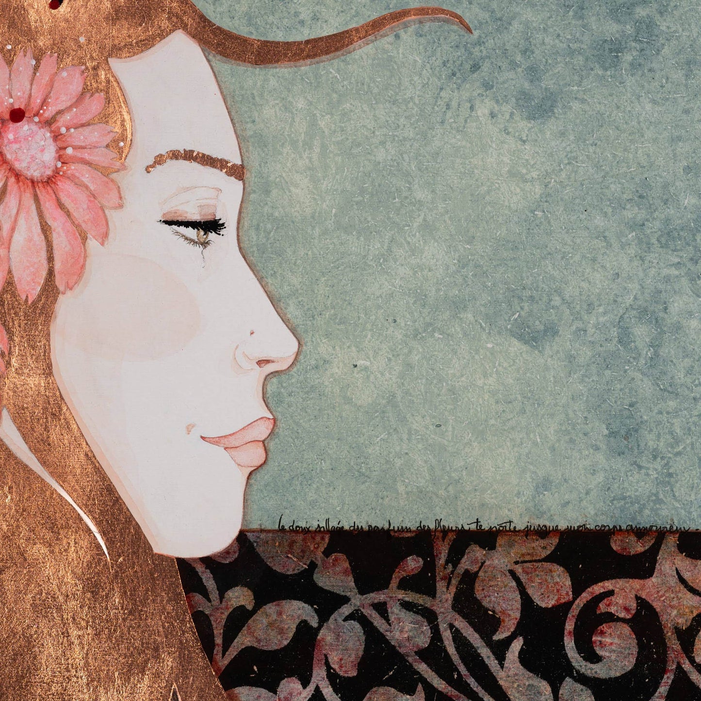 Portrait féminin, Art figuratif, Peinture originale, Galerie KLE, Lalou Kraffe, Bretagne, Normandie