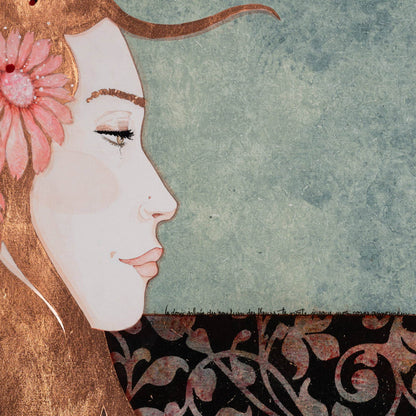 Portrait féminin, Art figuratif, Peinture originale, Galerie KLE, Lalou Kraffe, Bretagne, Normandie