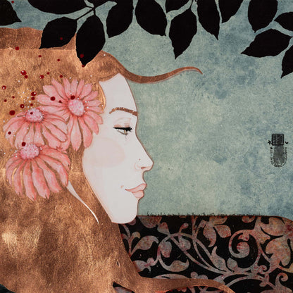 Portrait féminin, Art figuratif, Peinture originale, Galerie KLE, Lalou Kraffe, Bretagne, Normandie