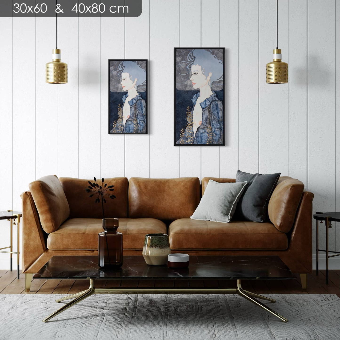 Portrait féminin, illustration figurative d’une artiste peintre femme inspirée par l’art nouveau en Bretagne et Normandie